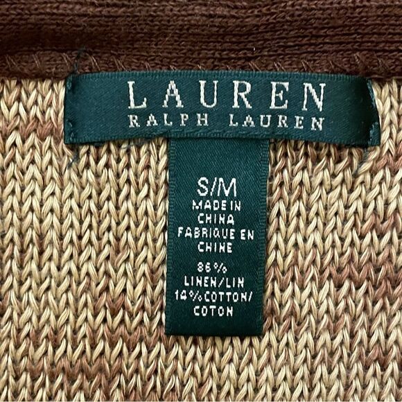 Lauren Ralph Lauren Aztec Geometric Sleeveless Knit Sweater Red Tan Brown S/M - Picture 10 of 11